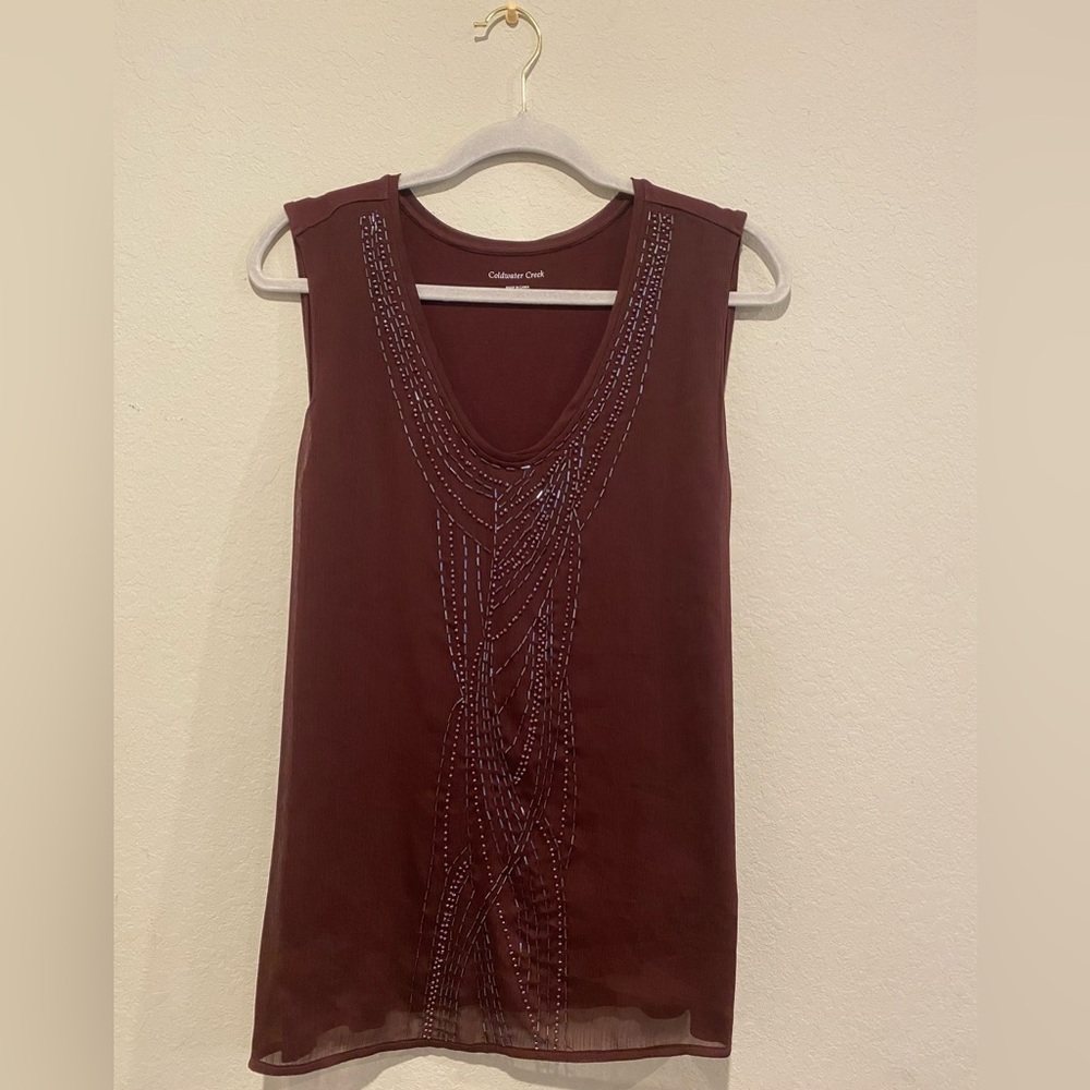 Coldwater Creek Maroon Beaded Tank